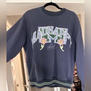 MADHAPPY Blue Varsity Crewneck - Women’s size Small